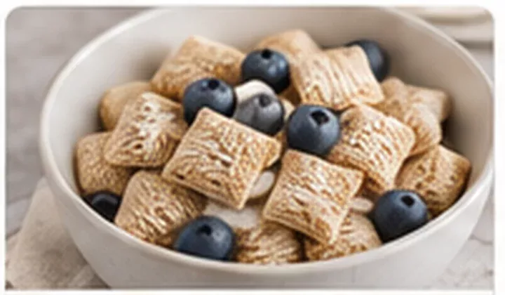 Shredded wheat cereal with blueberries
